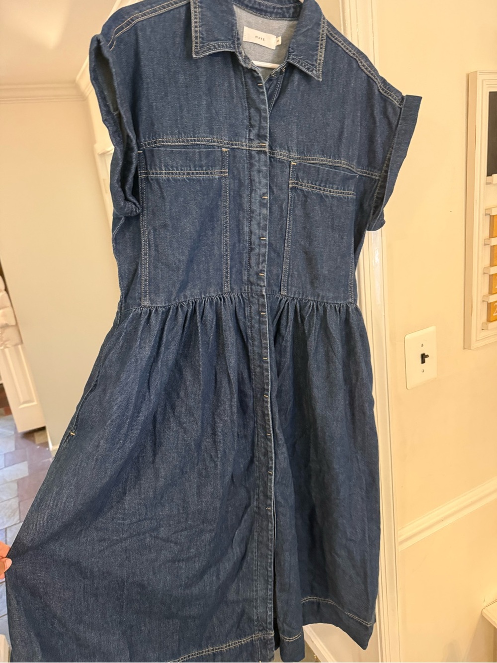 Denim Button-Front women’s Dress - Blue